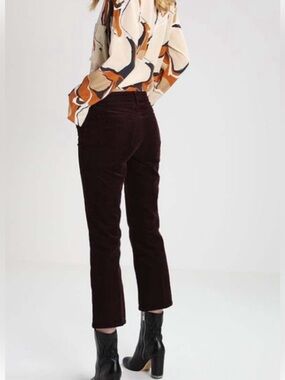 J Brand Black Selena Boot Cut Corduroy Crop Pants